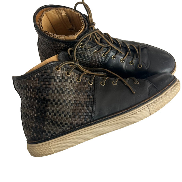 Frye Sneaker Boots Men's Size 11 Chambers High Black Woven Leather Snake